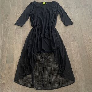 Elegant Black Mesh Overlay Dress